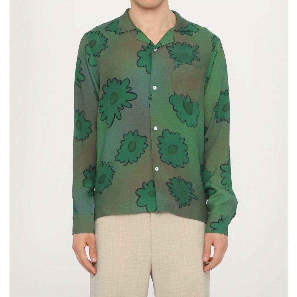 NEW BATHER long sleeve camp shirt in forest bloomscape